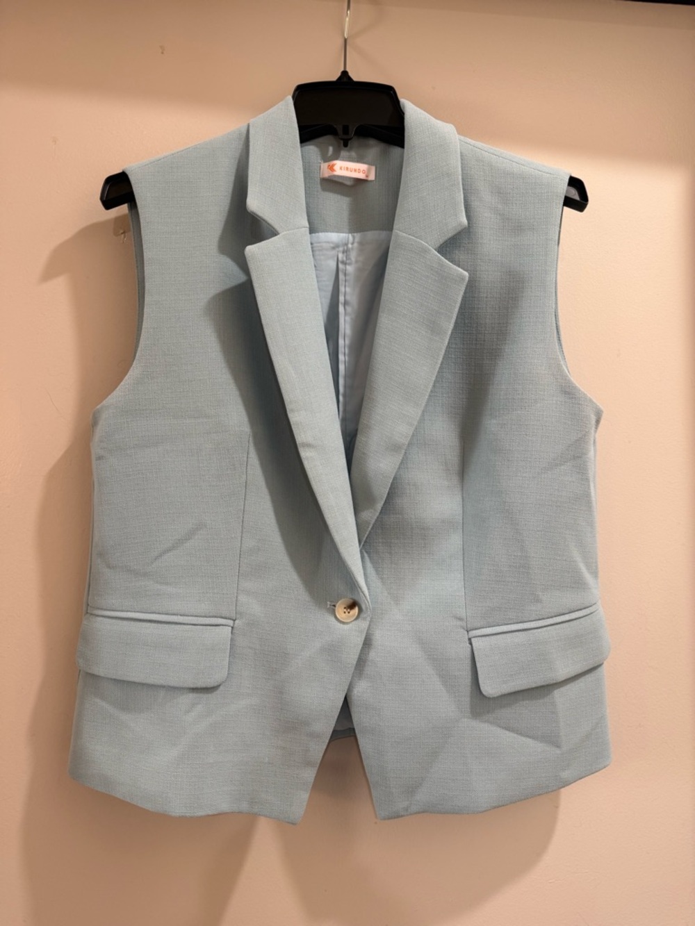 Sleeveless Tailored Blazer Vest - Light Blue
